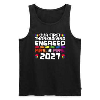 Erstes Erntedankfest verlobt - Mrs. & Mrs. 2027 Ga - Männer Premium Bio Tank Top - Schwarz - Vorne - Michal (187cm)