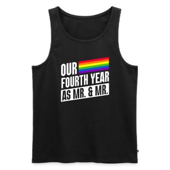 Quatrième année en tant que M. et M. Gay Pride Mariage gay - Débardeur bio Premium Homme - noir - Devant - Michal (187cm)