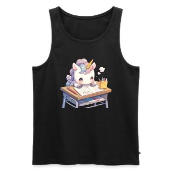 Einhorn Kawaii Japanisch - Männer Premium Bio Tank Top - Schwarz - Vorne - Michal (187cm)