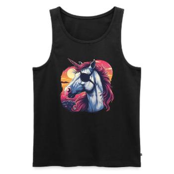 Pirat Einhorn Kawaii Japanisch - Männer Premium Bio Tank Top - Schwarz - Vorne - Michal (187cm)