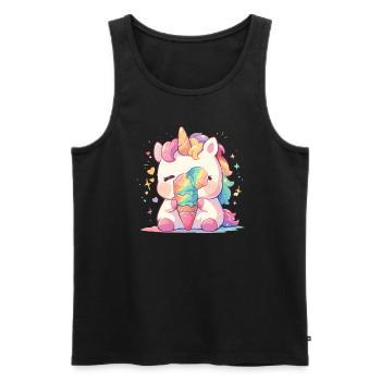Unicorn Ice Cream Kawaii Japanese - Men's Premium Organic Tank Top - black - Front - Michal (187cm)