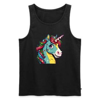 Einhorn-Weihnachts-Kawaii - Männer Premium Bio Tank Top - Schwarz - Vorne - Michal (187cm)