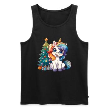 Unicorn Christmas Tree Kawaii - Men's Premium Organic Tank Top - black - Front - AI Model Male 178 light (178cm)