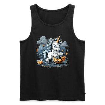 Licorne citrouille Halloween Kawaii - Débardeur bio Premium Homme - noir - Devant - Michal (187cm)