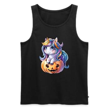 Licorne citrouille Halloween Kawaii - Débardeur bio Premium Homme - noir - Devant - Michal (187cm)