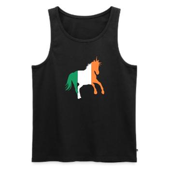 Unicorn Irish Flag St. Patrick's Day Kawaii - Men's Premium Organic Tank Top - black - Front - AI Model Male 178 light (178cm)