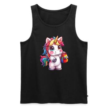 Einhorn Schulranzen Kawaii Japanisch - Männer Premium Bio Tank Top - Schwarz - Vorne - Michal (187cm)