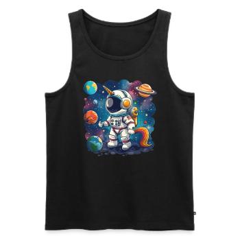 Licorne Astronaute Kawaii Japonais - Débardeur bio Premium Homme - noir - Devant - Michal (187cm)