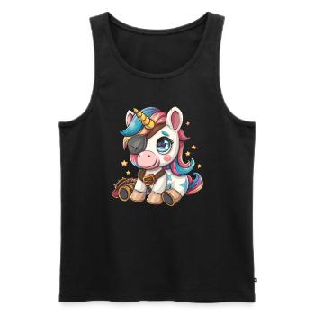 Einhorn-Pirat Kawaii Japanisch - Männer Premium Bio Tank Top - Schwarz - Vorne - Michal (187cm)