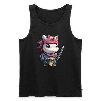 Unicorn Ninja Kawaii Japanese - Men's Premium Organic Tank Top - black - Front - Michal (187cm)
