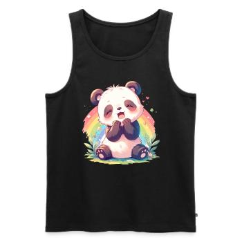 Pandabär Regenbogen Japanischer Riesenpanda - Männer Premium Bio Tank Top - Schwarz - Vorne - AI Model Male 178 light (178cm)