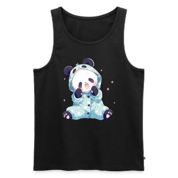 Pandabär Pyjama Japanischer Riesenpanda - Männer Premium Bio Tank Top - Schwarz - Vorne - AI Model Male 178 light (178cm)