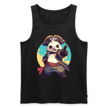 Panda Bear Pirate Panda géant japonais - Débardeur bio Premium Homme - noir - Devant - Michal (187cm)