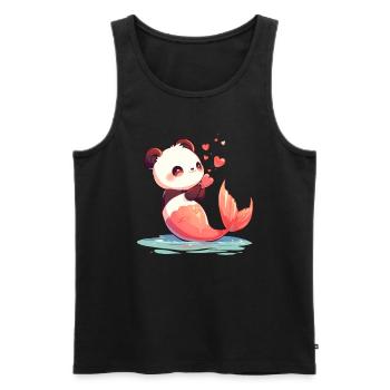Panda Ours Sirène Panda géant japonais - Débardeur bio Premium Homme - noir - Devant - Michal (187cm)