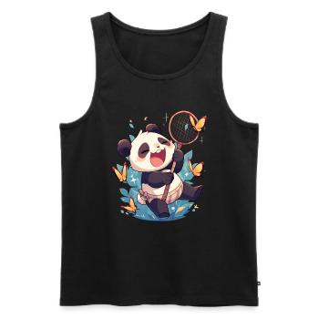 Pandabär Schmetterlinge Japanischer Riesenpanda - Männer Premium Bio Tank Top - Schwarz - Vorne - Michal (187cm)