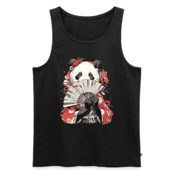 Panda Ours Geisha Panda géant japonais - Débardeur bio Premium Homme - noir - Devant - Michal (187cm)