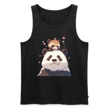 Panda Bear Tanuki Panda géant japonais - Débardeur bio Premium Homme - noir - Devant - Michal (187cm)