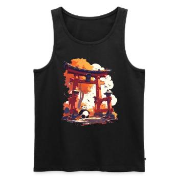Panda Bear Japanese Torii Gate Giant Panda - Men's Premium Organic Tank Top - black - Front - AI Model Male 178 light (178cm)