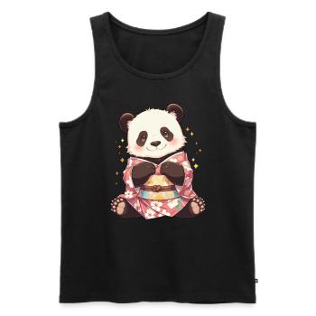 Panda Ours Kimono Japonais Panda Géant - Débardeur bio Premium Homme - noir - Devant - AI Model Male 178 light (178cm)