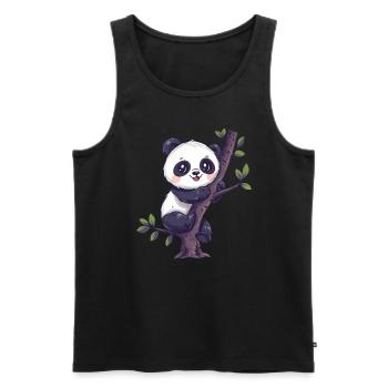 Panda Ours Escalade Panda Géant Japonais - Débardeur bio Premium Homme - noir - Devant - Michal (187cm)