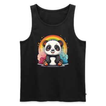 Panda Ours, Arc-en-ciel, Panda géant japonais - Débardeur bio Premium Homme - noir - Devant - Michal (187cm)