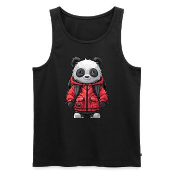 Panda Ours Écolier Panda Géant Japonais - Débardeur bio Premium Homme - noir - Devant - Michal (187cm)