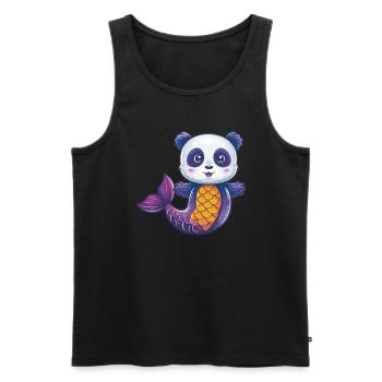 Pandabär Meerjungfrau Japanischer Riesenpanda - Männer Premium Bio Tank Top - Schwarz - Vorne - AI Model Male 178 light (178cm)
