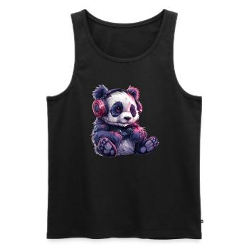 Panda Bear Gamer Panda géant japonais - Débardeur bio Premium Homme - noir - Devant - AI Model Male 178 light (178cm)