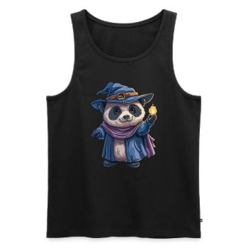 Panda Bear Wizard Japanese Giant Panda - Men's Premium Organic Tank Top - black - Front - Michal (187cm)