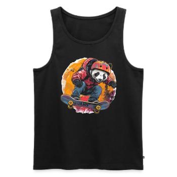 Pandabär Skater Japanischer Riesenpanda - Männer Premium Bio Tank Top - Schwarz - Vorne - AI Model Male 178 light (178cm)
