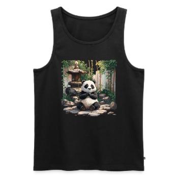 Panda Bear Zen Japanese Giant Panda - Men's Premium Organic Tank Top - black - Front - Michal (187cm)