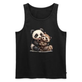 Panda Bear Tanuki Panda géant japonais - Débardeur bio Premium Homme - noir - Devant - Michal (187cm)