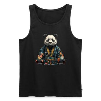 Kimono Panda Ours Panda Géant Japonais - Débardeur bio Premium Homme - noir - Devant - AI Model Male 178 light (178cm)