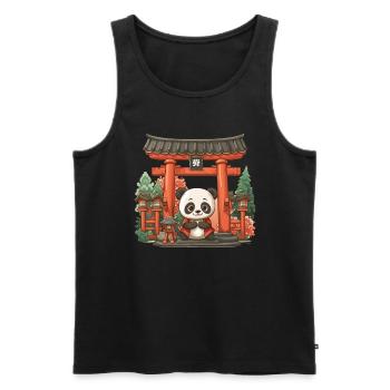 Panda Bear Torii Gate Japanese Giant Panda - Men's Premium Organic Tank Top - black - Front - AI Model Male 178 light (178cm)