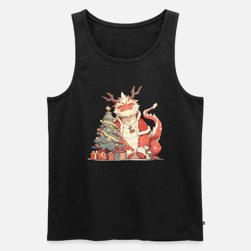 Drache Weihnachten Drache Kinder - Männer Premium Bio Tank Top - Schwarz