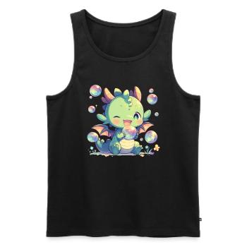 Dragon Bubbles Kawaii Dragon Enfants - Débardeur bio Premium Homme - noir - Devant - Michal (187cm)