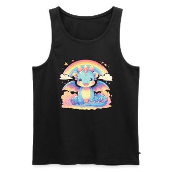 Drache Regenbogen Kawaii Drache Kinder - Männer Premium Bio Tank Top - Schwarz - Vorne - Michal (187cm)