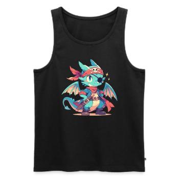 Dragon Pirate Kawaii Dragon Enfants - Débardeur bio Premium Homme - noir - Devant - Michal (187cm)