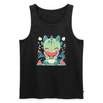 Dragon Pastèque Kawaii Dragon Enfants - Débardeur bio Premium Homme - noir - Devant - Michal (187cm)