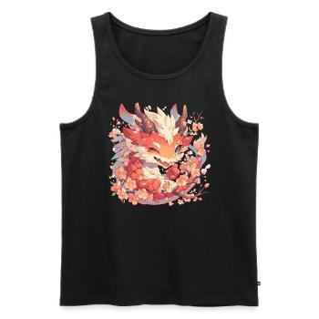 Dragon Fleur de Cerisier Japonais Kawaii - Débardeur bio Premium Homme - noir - Devant - AI Model Male 178 light (178cm)