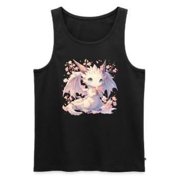 Dragon Fleur de Cerisier Japonais Kawaii - Débardeur bio Premium Homme - noir - Devant - AI Model Male 178 light (178cm)