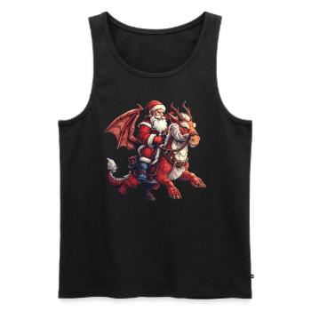 Le Père Noël chevauche un dragon Noël - Débardeur bio Premium Homme - noir - Devant - Michal (187cm)