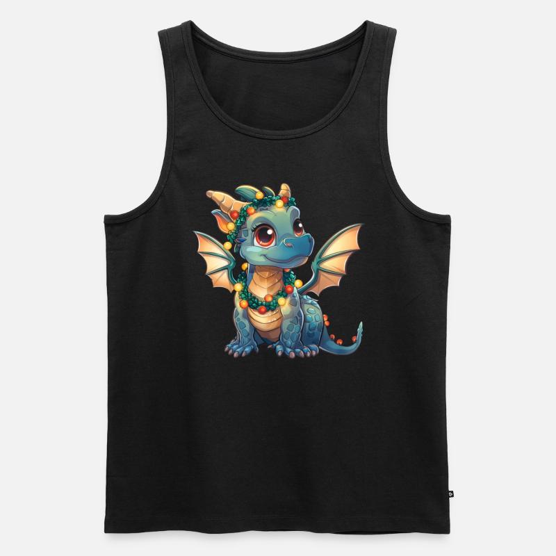 Drache Weihnachten Drache Kinder - Männer Premium Bio Tank Top - Schwarz