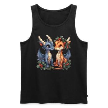 Drache Weihnachten Mistelzweig Cute Anime - Männer Premium Bio Tank Top - Schwarz - Vorne - AI Model Male 178 light (178cm)