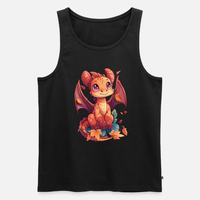 Drache Thanksgiving Herbst Kinder - Männer Premium Bio Tank Top - Schwarz