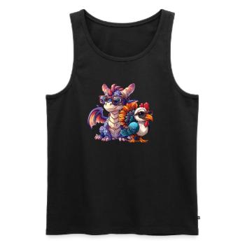 Dragon Thanksgiving Dabbing Turkey - Men's Premium Organic Tank Top - black - Front - Michal (187cm)
