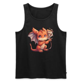 Amor Drache Valentinstag Liebe - Männer Premium Bio Tank Top - Schwarz - Vorne - AI Model Male 178 light (178cm)