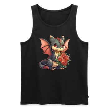 Drache mit Rosen Valentinstag Niedlich - Männer Premium Bio Tank Top - Schwarz - Vorne - AI Model Male 178 light (178cm)