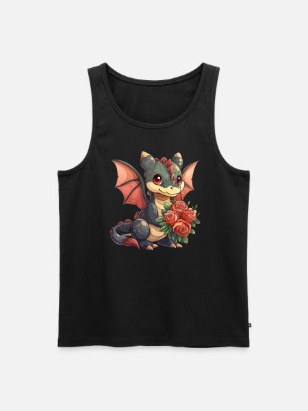 Dragon with Roses Valentine's Day Cute - Men's Premium Organic Tank Top - black