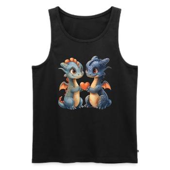 Drache Liebe Valentinstag Niedlich - Männer Premium Bio Tank Top - Schwarz - Vorne - AI Model Male 178 light (178cm)